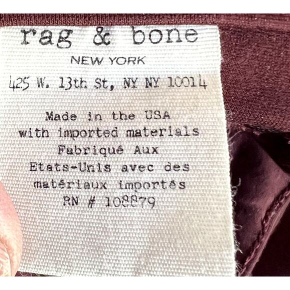 Rag & Bone Jeans Pants W1503C0369BUR Burgundy Women 25 Straight Leg Designer - Picture 13 of 14